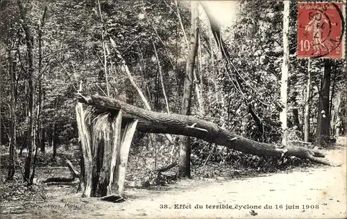 Ak Nogent Hauts de Seine, Effets terribles du cyclone, 16. juin 1908
