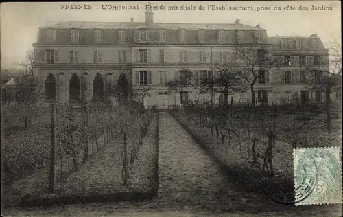 Ak Fresnes Hauts de Seine, Orphelinat, Facade principale, Jardins