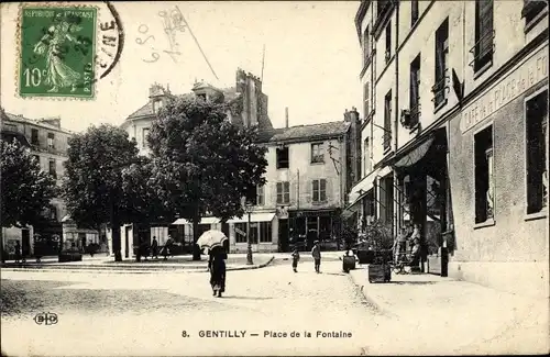 Ak Gentilly Hauts de Seine, Place de la Fontaine