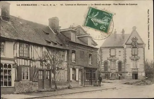 Ak Breuil en Auge Calvados, Vue Route de Lisieux