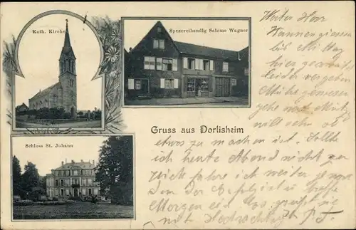 Ak Dorlisheim Elsass Bas Rhin, Kath. Kirche, Schloss St. Johann, Handlung Salome Wagner