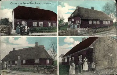 Ak Neuharmhorst Kirchnüchel in Holstein, Wohnhäuser, Anwohner