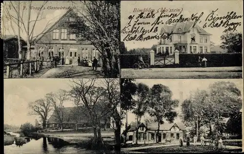 Ak Bimöhlen in Holstein, F. Wrage's Gastwirtschaft, Villa, Radfahrer
