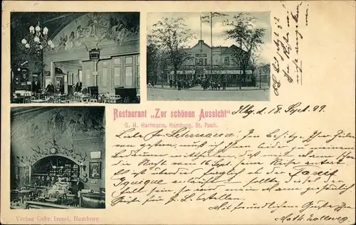 Ak Hamburg St Pauli, Restaurant zur schönen Aussicht, Inh. G. H. Hartmann