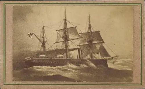 Carte de Visite Deutsches Kriegsschiff, Segelschiff, Dreimaster