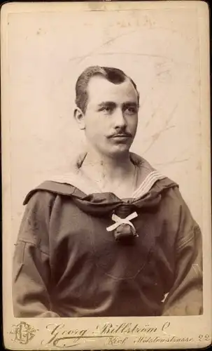 CdV Hansestadt Kiel, Mann, Portrait, Matrosenuniform, Atelier Georg Billström