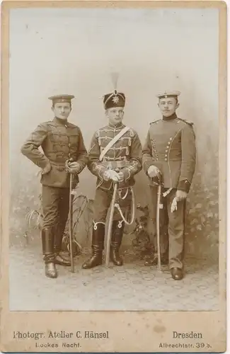 Kabinett Foto Deutsche Soldaten, Kaiserreich, Husarenuniform, Ulanenuniform
