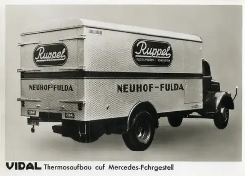 Foto Fahrzeug Firma Vidal Harburg, Thermosaufbau auf Mercedes-Fahrgestell, Ruppel Fleischwaren