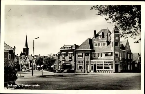 Ak Schagen Nordholland Niederlande, Stationsplein