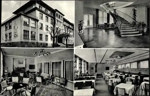 Ak Bad Kissingen Unterfranken Bayern, Kurheim Franken, Menzelstraße, Aussen- und Innenansicht