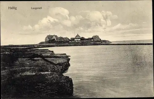 Ak Hallig Langeneß Nordfriesland, Partie am Wasser