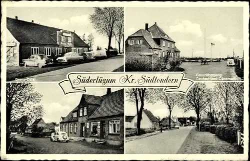 Ak Süderlügum in Nordfriesland, Grenz Cafe, Grenzübergang Deutschland Dänemark