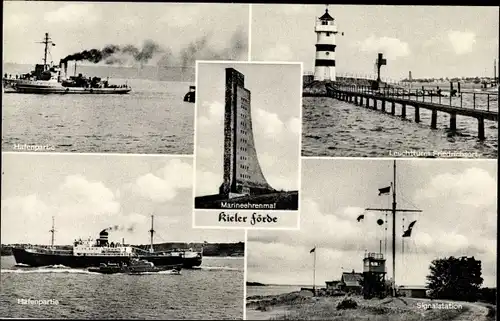 Ak Ostseebad Laboe, Marine Ehrenmal, Signalstation, Leuchtturm, Hafen