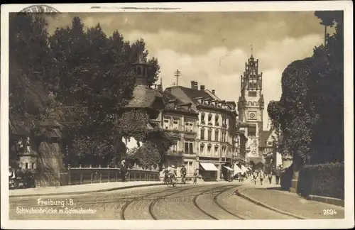 Ak Freiburg im Breisgau, Schwabenbrücke, Schwabentor