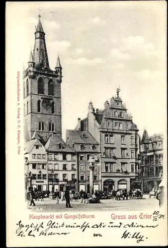 Ak Trier an der Mosel, Hauptmarkt, Gangolfsturm