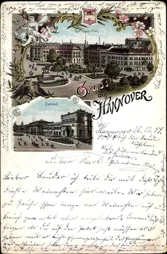 Litho Hannover in Niedersachsen, Bahnhof, Ernst August Platz