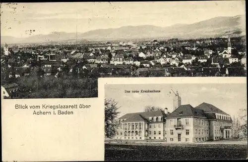 Ak Achern im Ortenaukreis Baden Württemberg, Blick vom Kriegslazarett, neues Krankenhaus