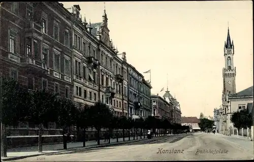 Ak Konstanz am Bodensee, Bahnhofplatz