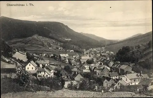 Ak Oberschönau in Thüringen, Gesamtansicht, Blick ins Tal