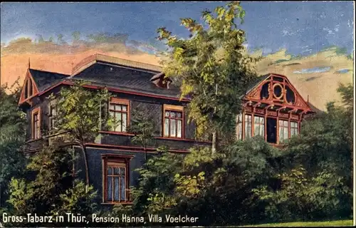 Künstler Ak Groß Tabarz im Thüringer Wald, Pension Hanna, Villa Voelcker, WIRO