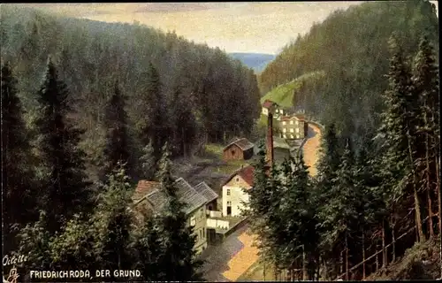 Künstler Ak Friedrichroda im Thüringer Wald, Der Grund, Tuck 649 B