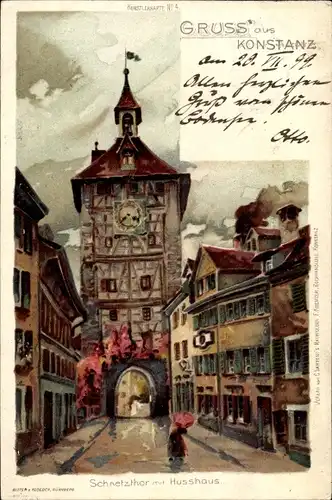 Litho Konstanz am Bodensee, Schnetztor, Husshaus