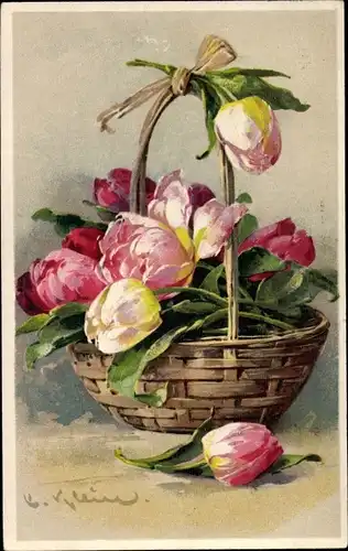 Künstler Litho Klein, Catharina, Tulpen in einem Korb