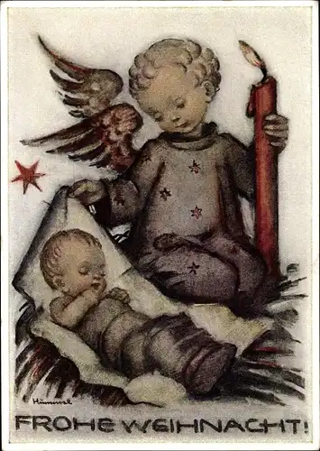 Künstler Ak Hummel, Berta, Nr. 5427, Glückwunsch Weihnachten, Engel, Baby