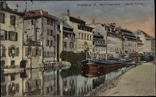 Ak Strasbourg Straßburg Elsass Bas Rhin, Klein Frankreich, Flusspartie, Häuser