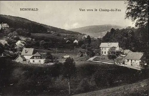 Ak Le Hohwald Elsass Bas Rhin, Vue vers le Champ du Feu, Häuser, Wald