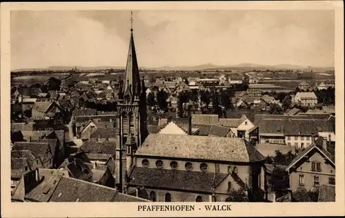 Ak Walck Pfaffenhoffen Pfaffenhofen Elsass Bas Rhin, Blick auf den Ort, Kirchturm