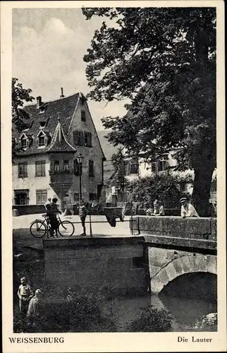 Ak Wissembourg Weißenburg Elsass Bas Rhin, Die Lauter, Fahrrad, Brücke