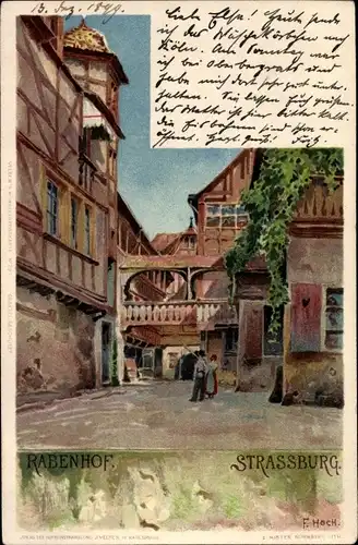 Künstler Litho Hoch, F., Strasbourg Straßburg Elsass Bas Rhin, Rabenhof