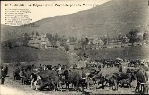 Ak Puy de Dôme, Depart d'une Vacherie pour la Montagne