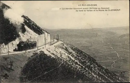 Ak Puy de Dôme, Le dernier tournant avant l'Arrivee au Sommet au fond la Vallee, Route de Clermont