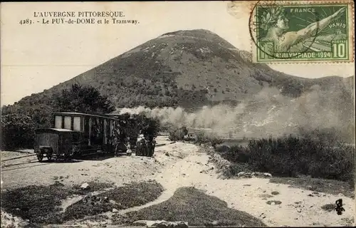 Ak Puy de Dôme, Tramway, Blick auf den Berg, Straßenbahn