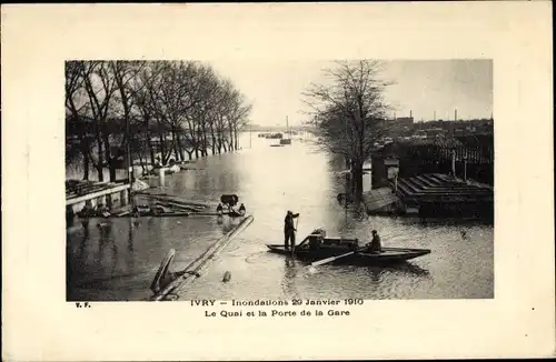 Ak Ivry Hauts de Seine, Inondations 29 Jan 1910