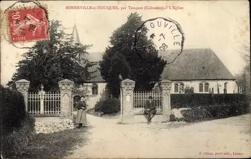 Ak Bonneville sur Touques Calvados, L'Eglise