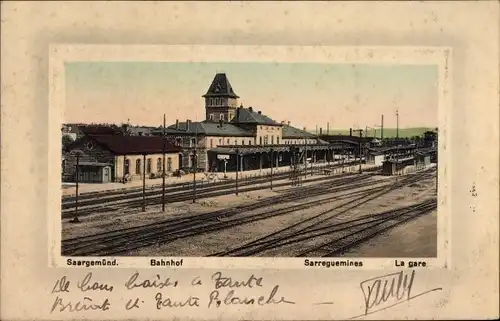 Ak Sarreguemines Saargemünd Lothringen Moselle, Bahnhof