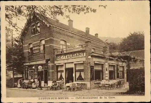 Ak Lustin Profondeville Wallonien Namur, Restaurant de la Gare