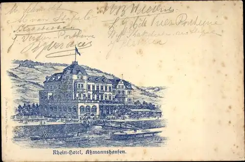 Ak Assmannshausen Rüdesheim am Rhein, Schrupps Rheinhotel