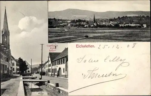 Ak Eichstetten am Kaiserstuhl, Gasthaus zum Adler, Totalansicht der Ortschaft