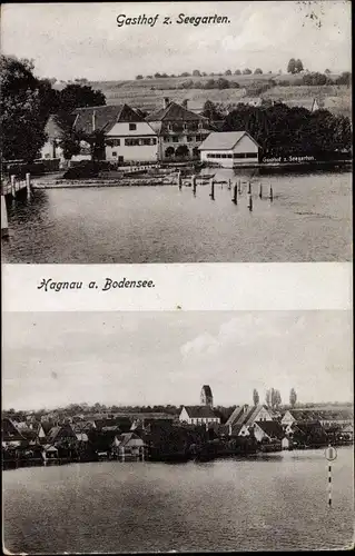 Ak Hagnau am Bodensee, Gasthof zum Seegarten, Totalansicht der Ortschaft