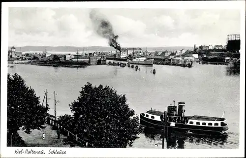 Ak Holtenau Kiel in Schleswig Holstein, Schleuse, Dampfer