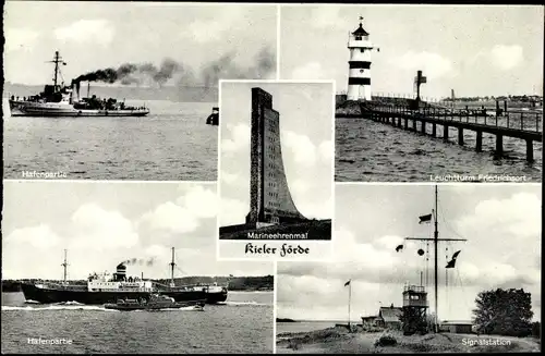 Ak Ostseebad Laboe, Marine Ehrenmal, Leuchtturm, Hafen, Signalstation