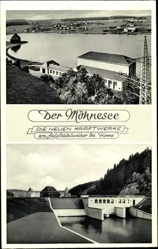 Ak Möhnesee in Westfalen, Möhnetalsperre, Kraftwerk