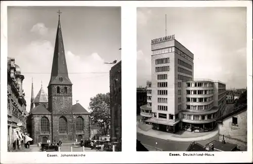 Ak Essen, Blick auf Deutschlandhaus und Johanniskirche