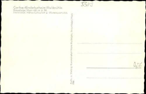 Ak Braunlage im Oberharz, Caritas Kinderkurheim Waldmühle, Winter
