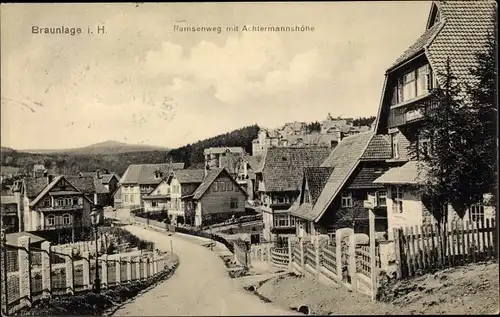 Ak Braunlage im Oberharz, Ramsenweg mit Achtermannshöhe