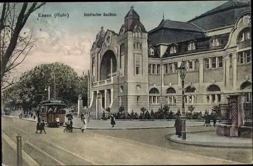 Ak Essen im Ruhrgebiet, Städtischer Saalbau, Tram